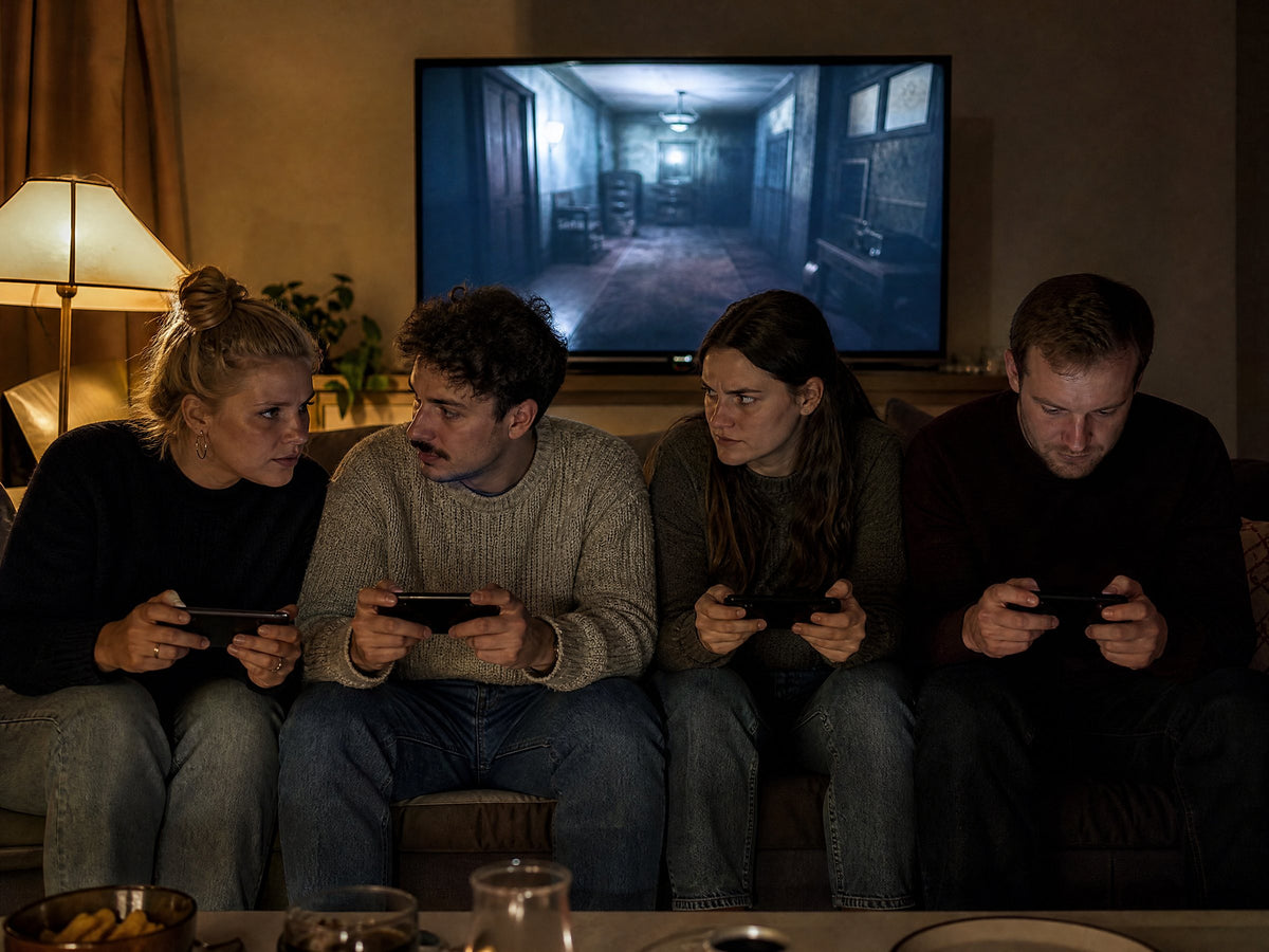 Freunde spielen Das letzte Alibi auf dem Sofa